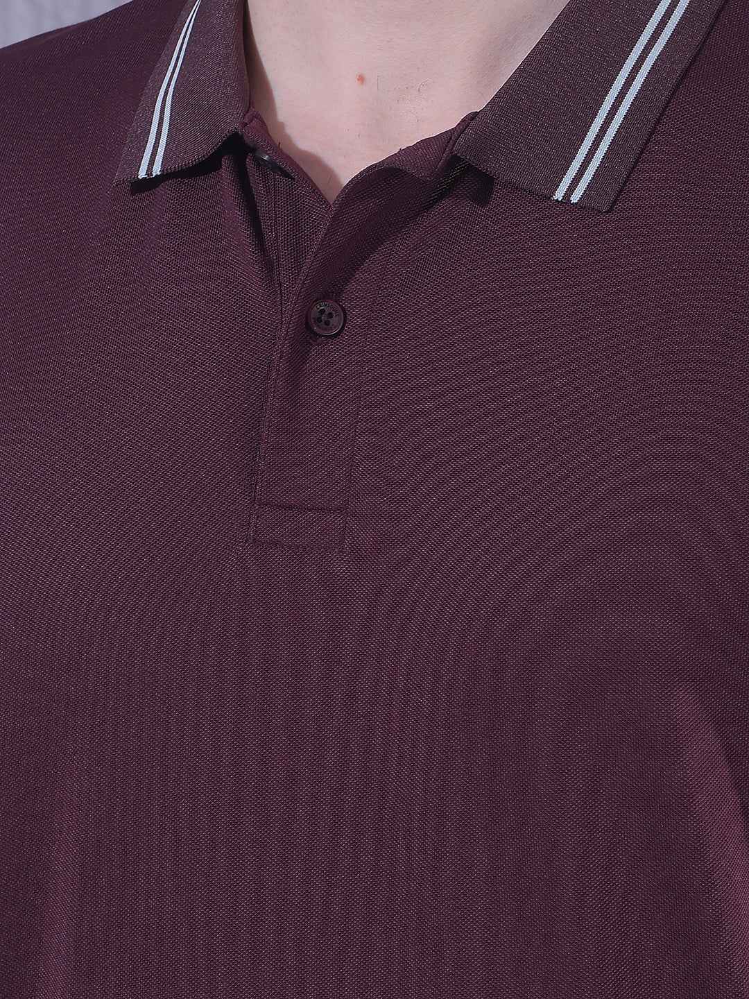 Wine Polo Neck T-Shirt