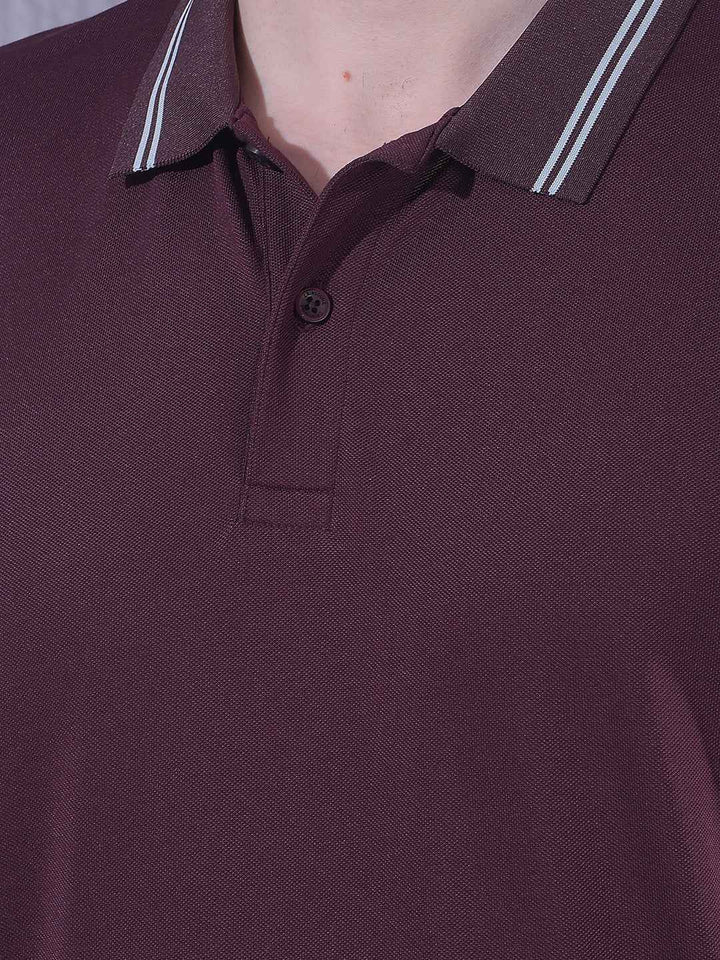 Wine Polo Neck T-Shirt