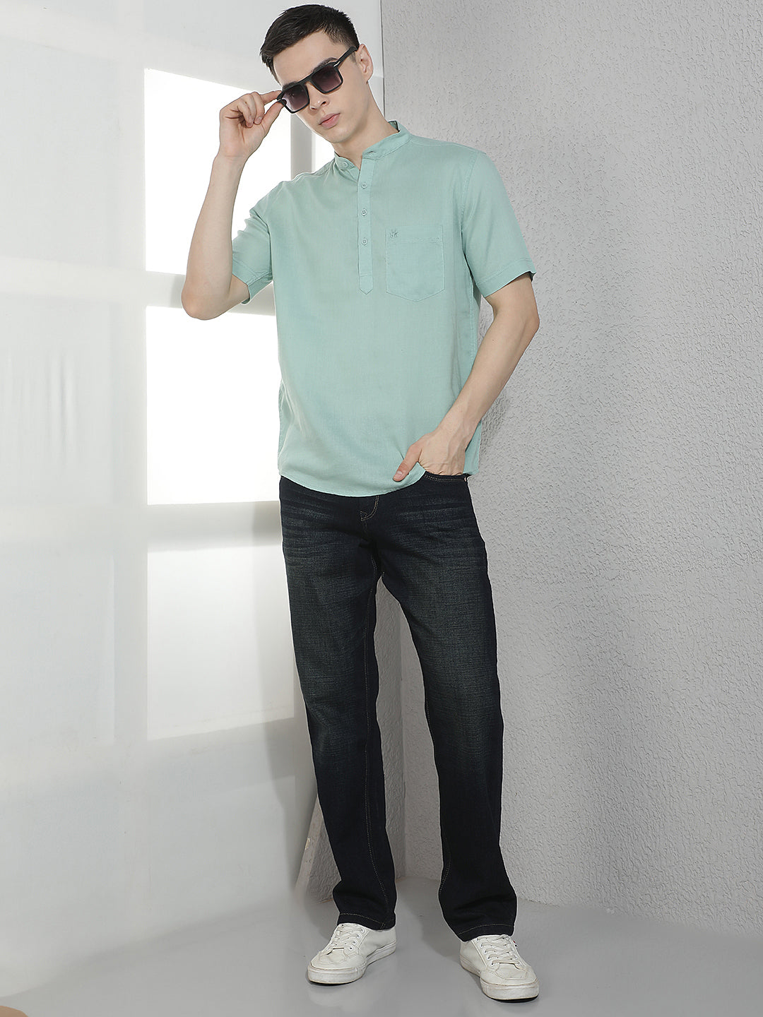 Urban Earthy Green Linen Kurta