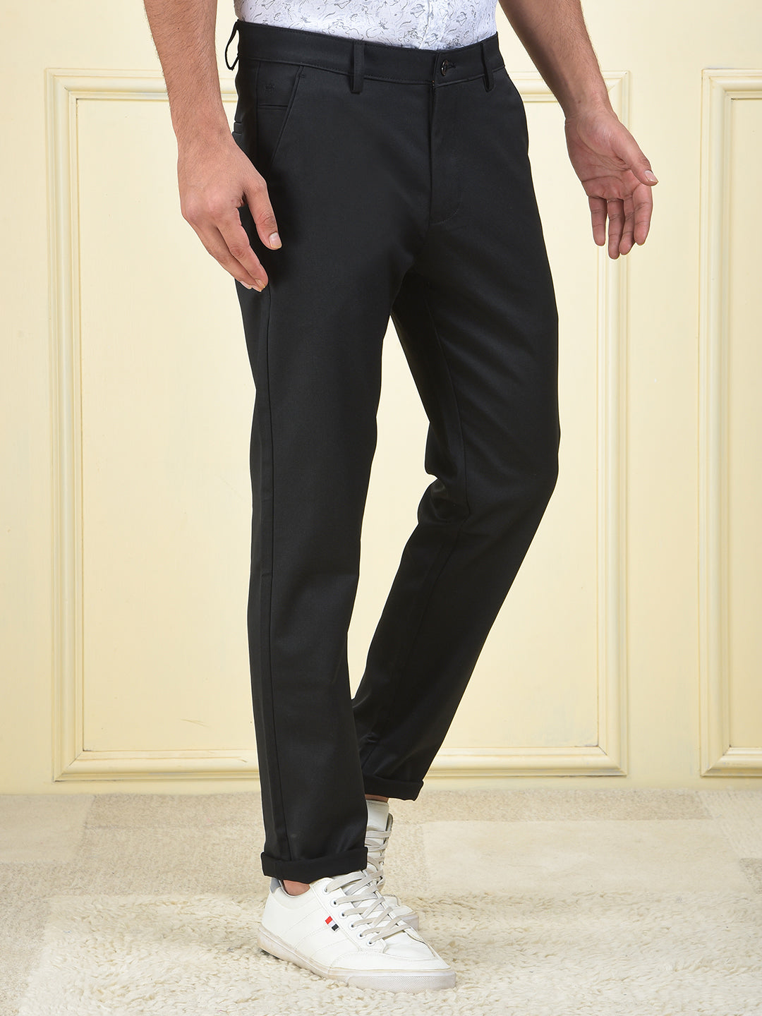 Pure Edge Black Printed Trousers