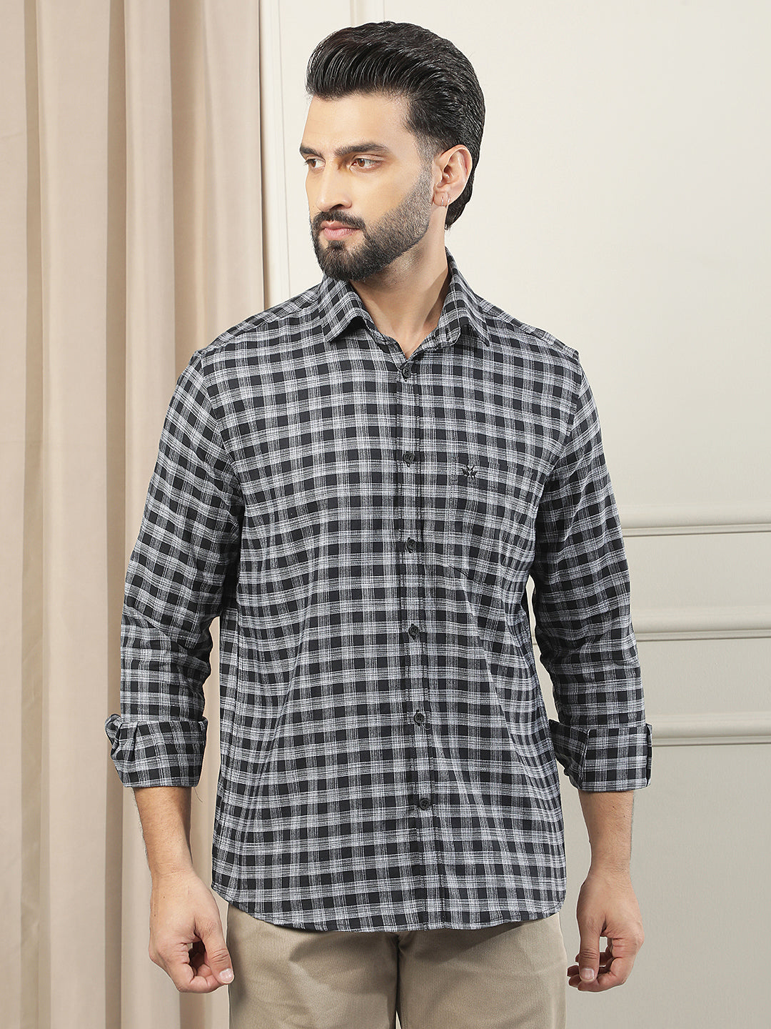 Black 100% Cotton Checked Shirt