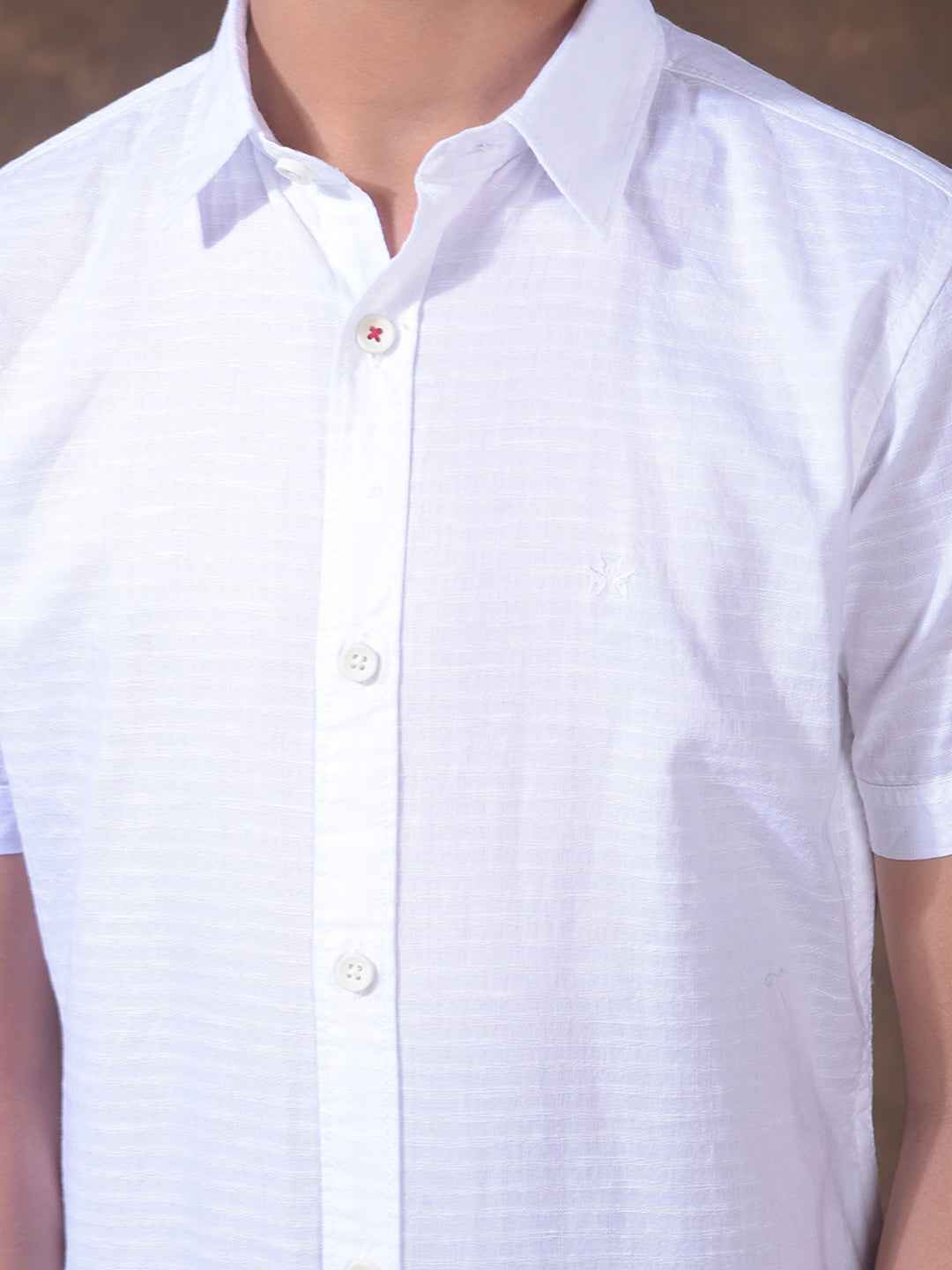 White Textured Casual Shirt
