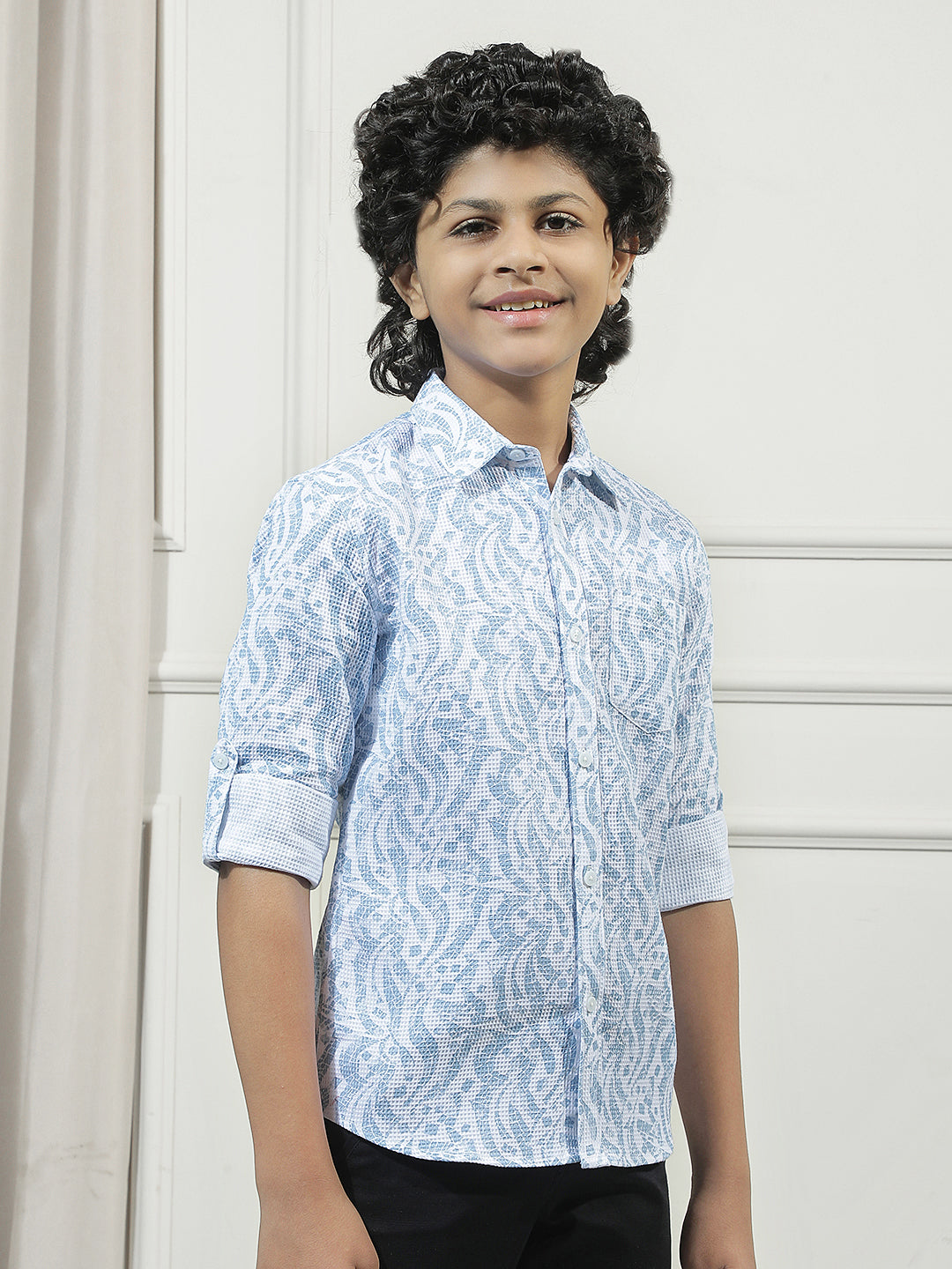 Blue 100% Cotton Paisley Print Shirt