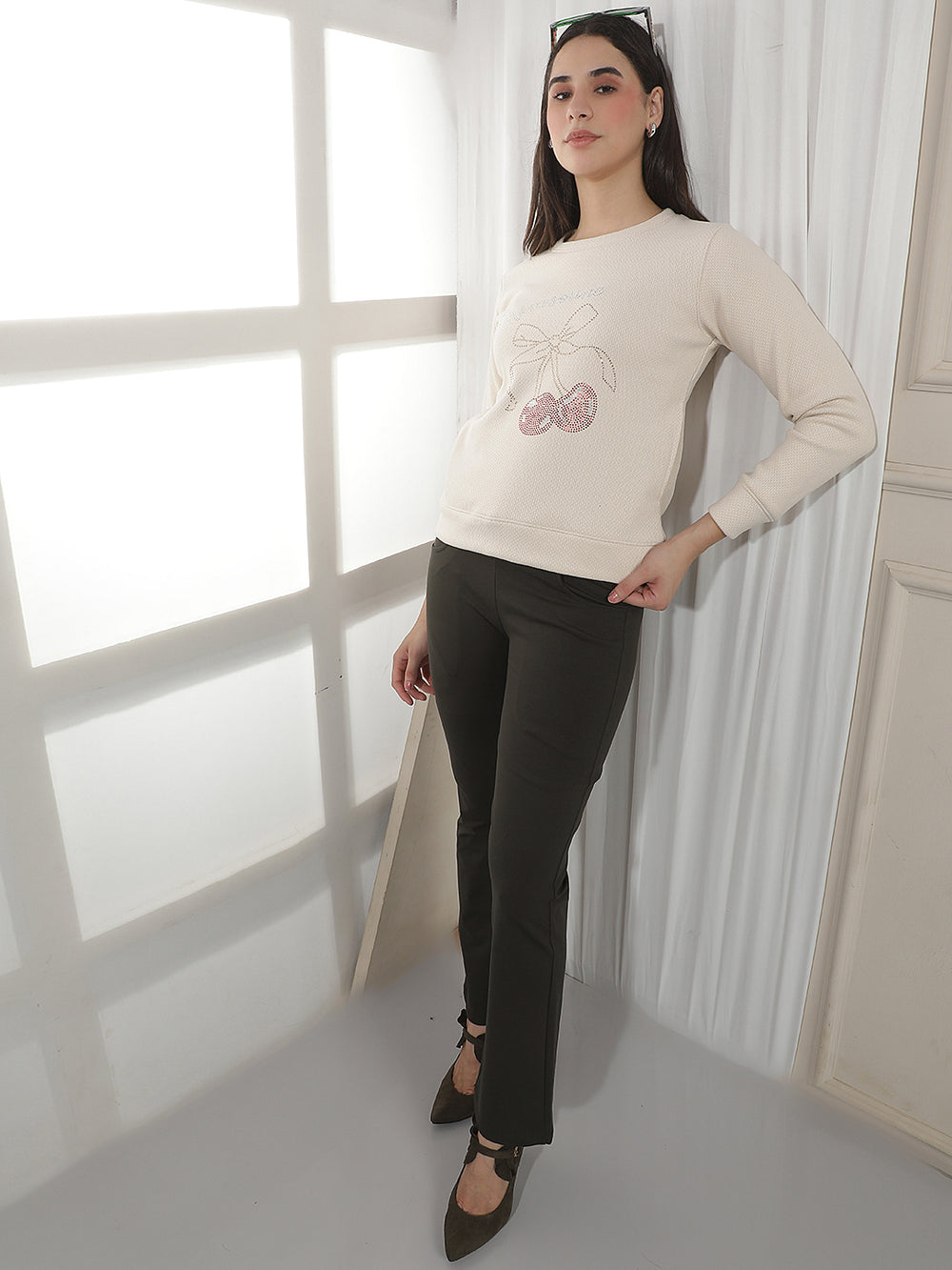 Urban Sunlit Peach Embellished Sweatshirt