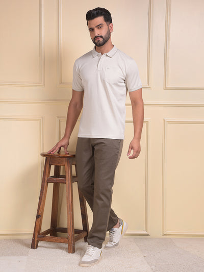 Beige Polo Neck T-Shirt