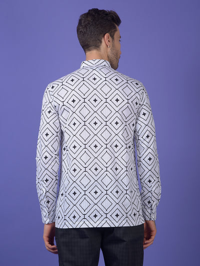 White Printed 100% Cotton Kurta
