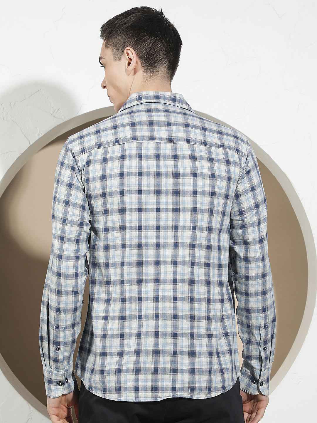 Blue Checked 100% Cotton Shirt