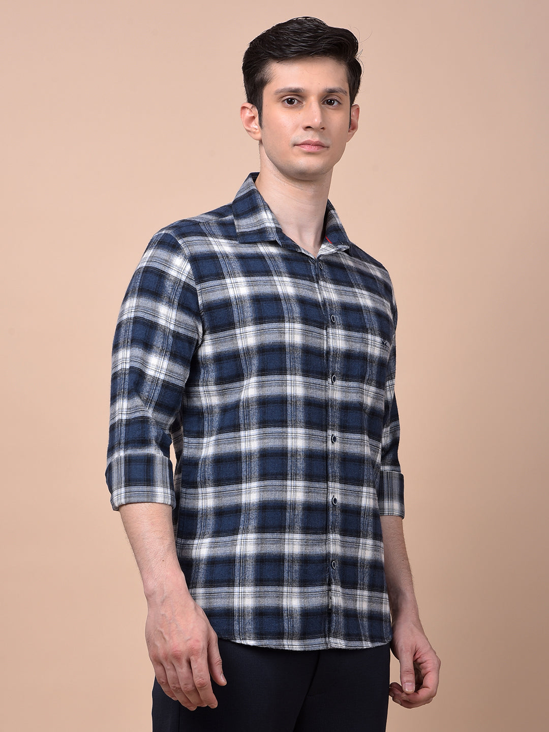 Blue Checked 100% Cotton Shirt
