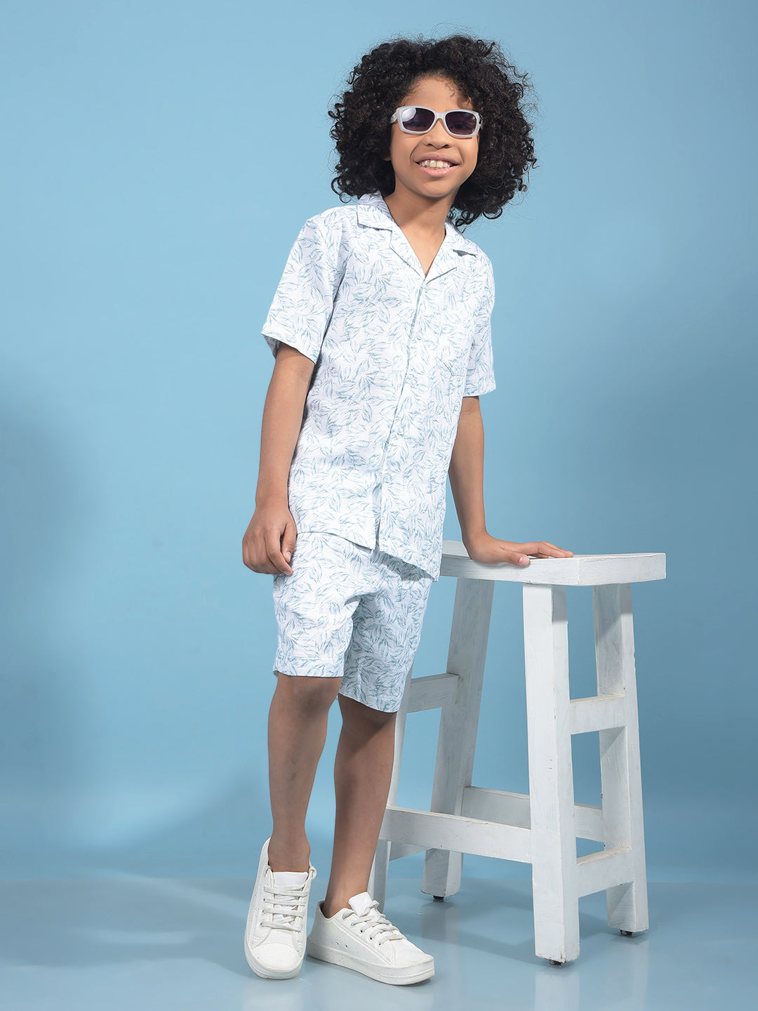 Green Floral Print Shorts