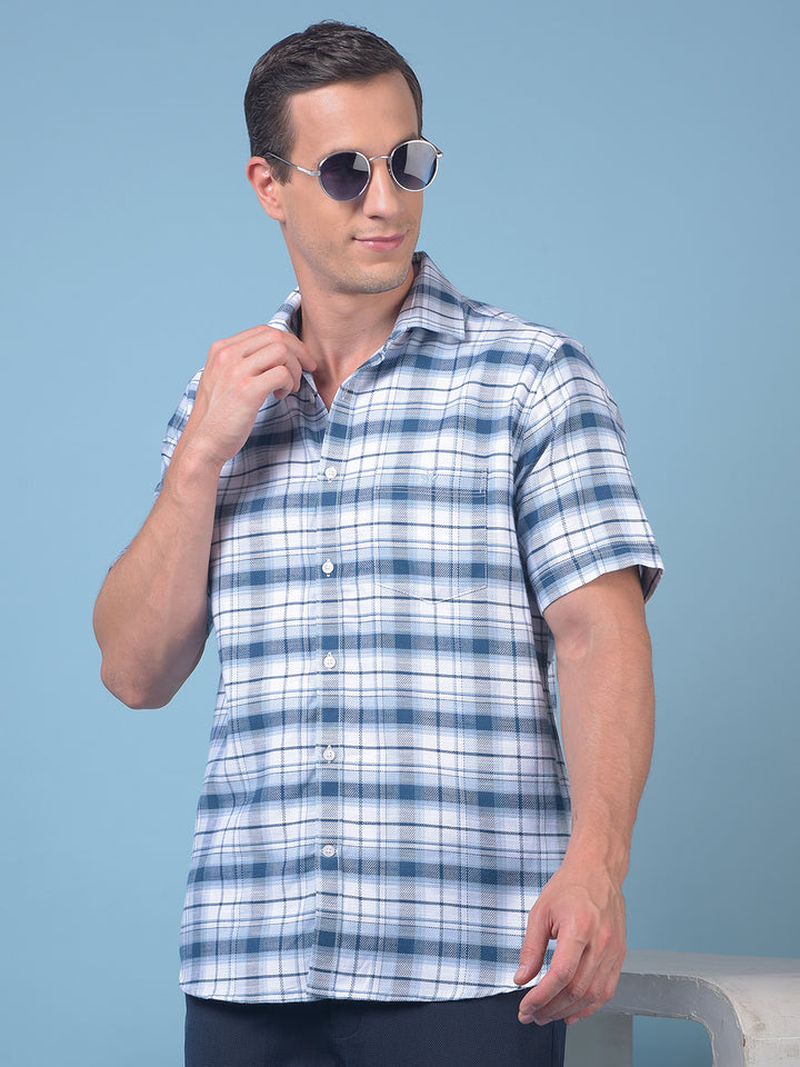 Blue Checked 100% Cotton Shirt
