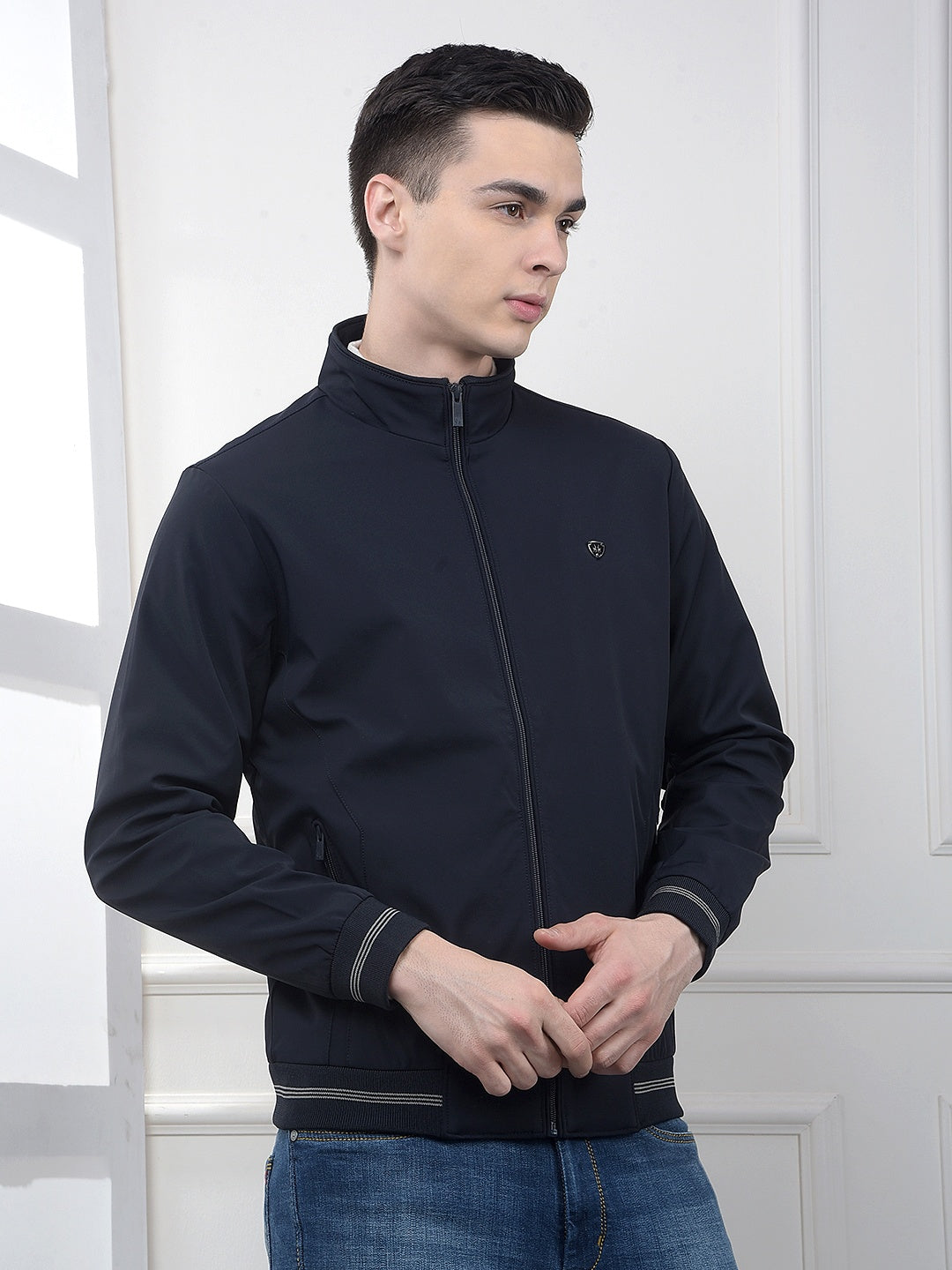 Minimalist Design Navy Blue Puffer Jacket