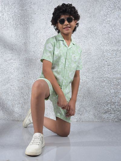 Multi-Color Typographic Print 100% Cotton Cuban Collar Shirt-Boys Shirts-Crimsoune Club