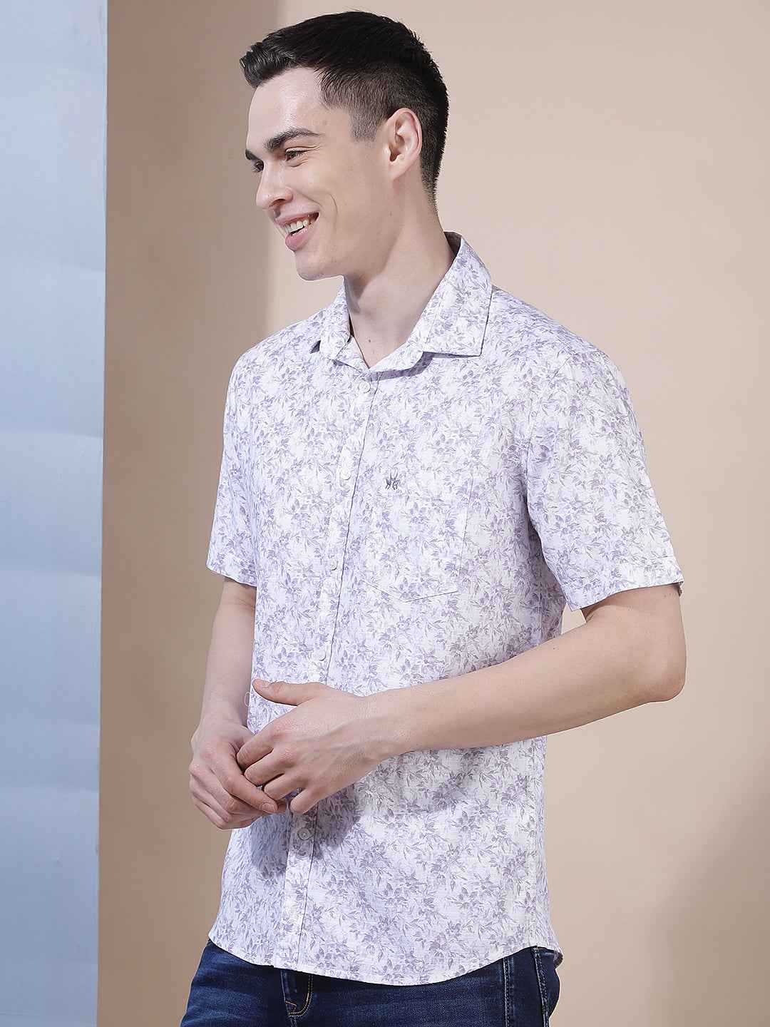 Purple Floral Print Shirt