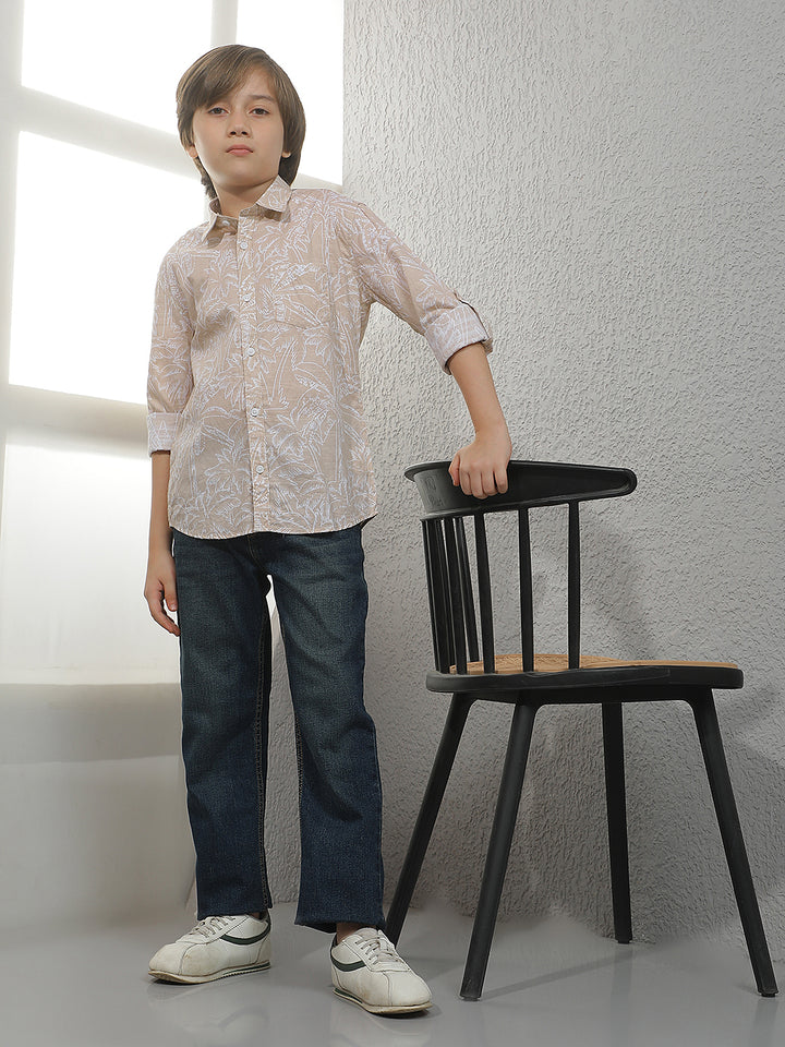 Tan Tropical Print Shirt