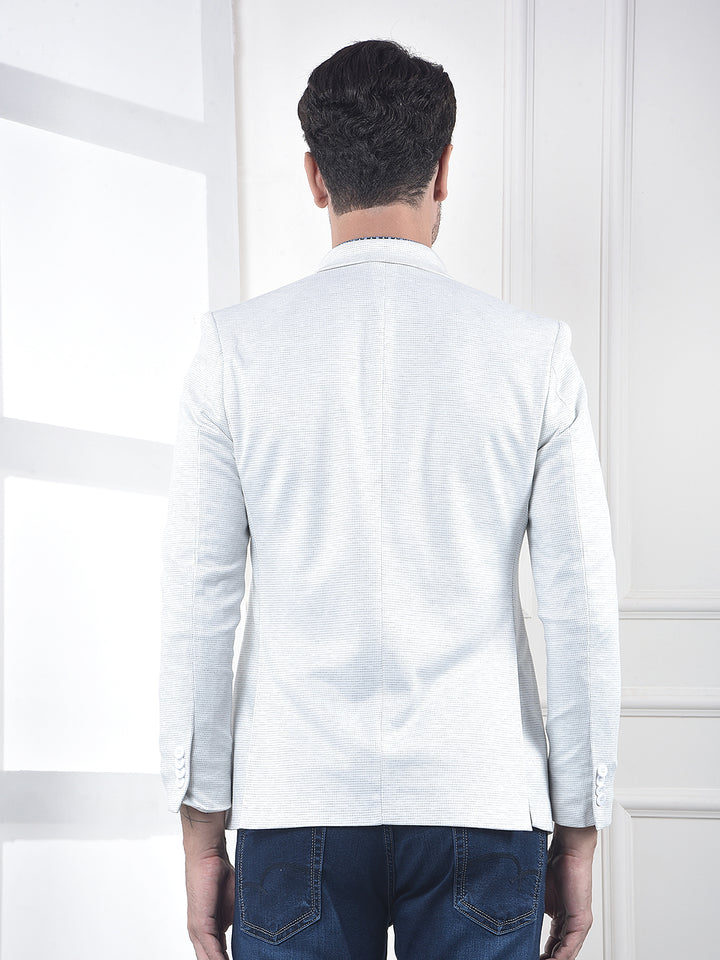 Off White Printed Notched Lapel Single-Breasted Blazer
