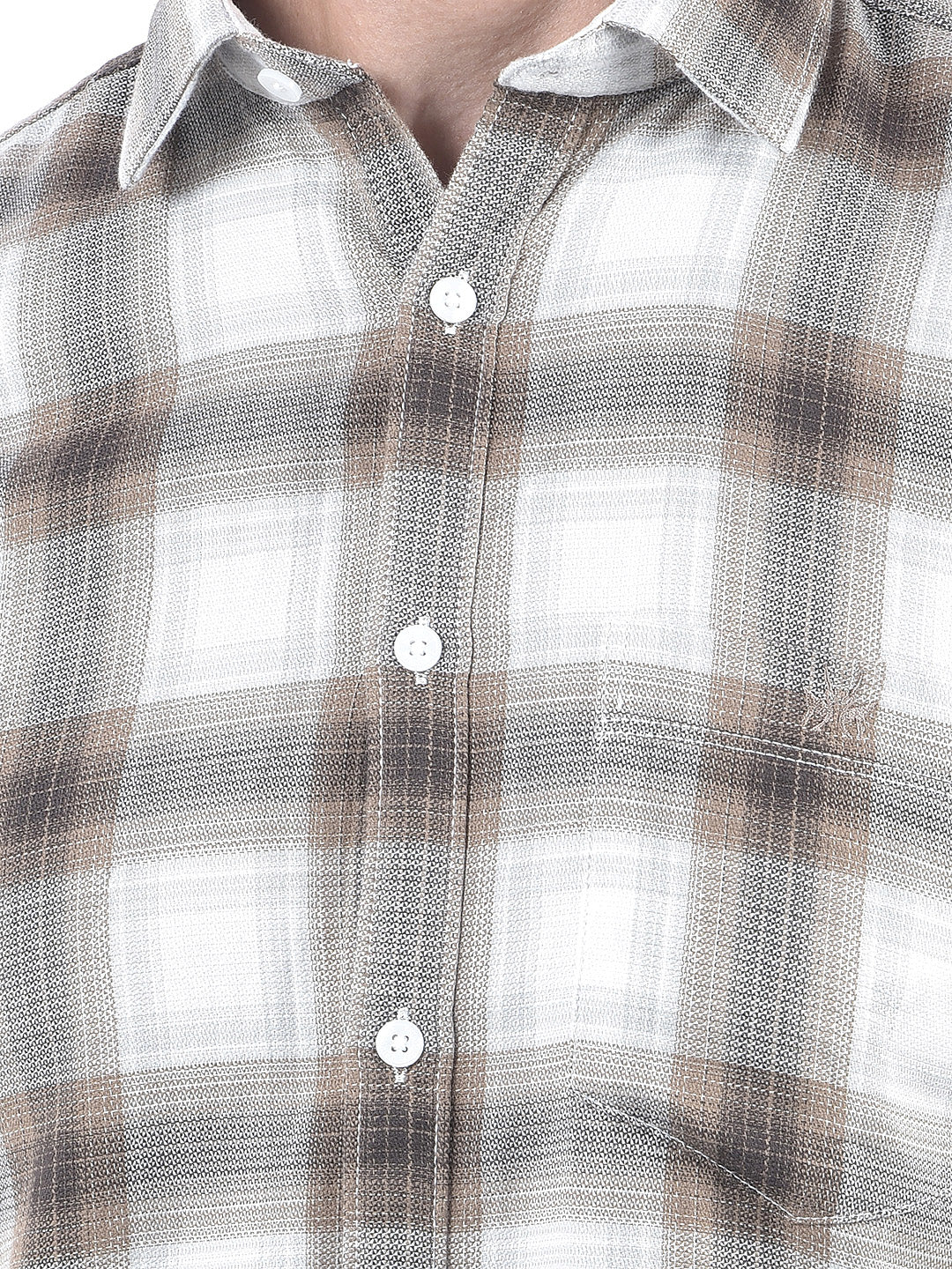 Brown Checked 100% Cotton Shirt