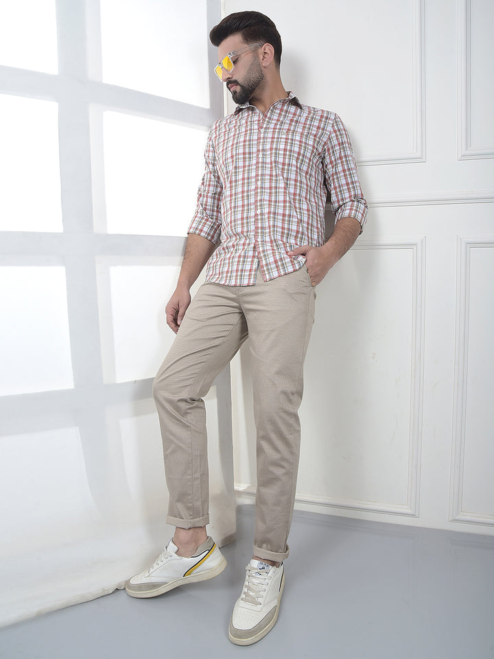 Beige Jacquard Trousers