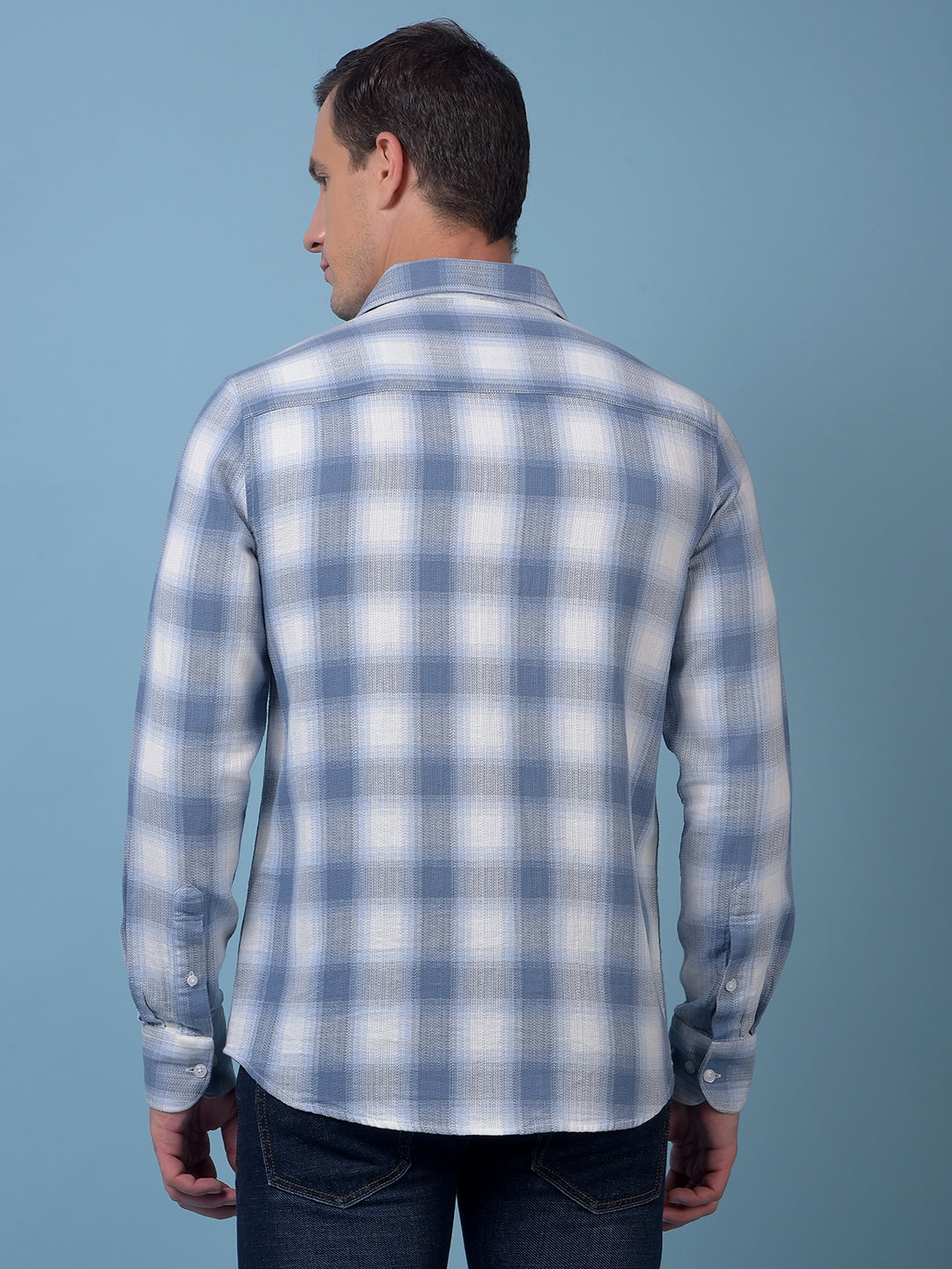 Blue Checked 100% Cotton Shirt