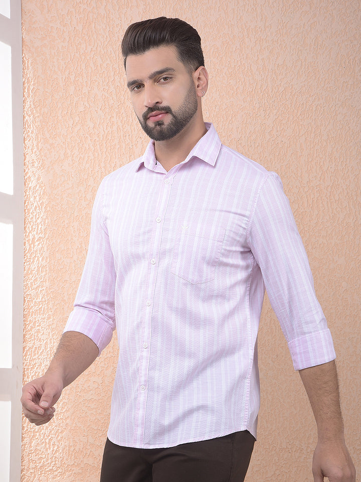 Pink Vertical Stripes 100% Cotton Shirt