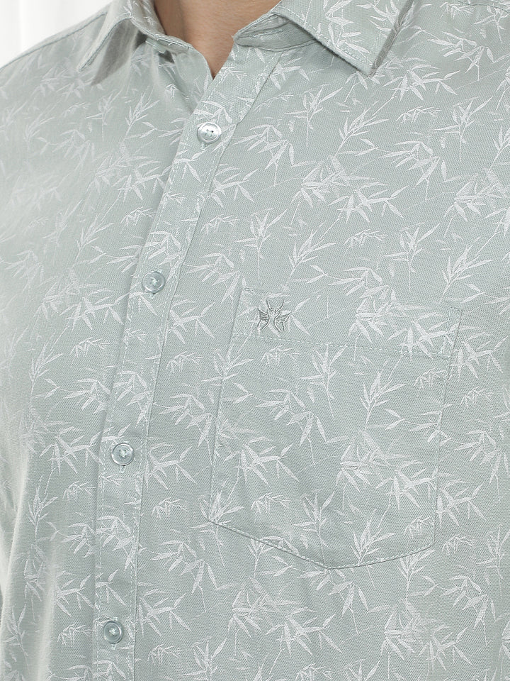 Green Botanical Print Shirt
