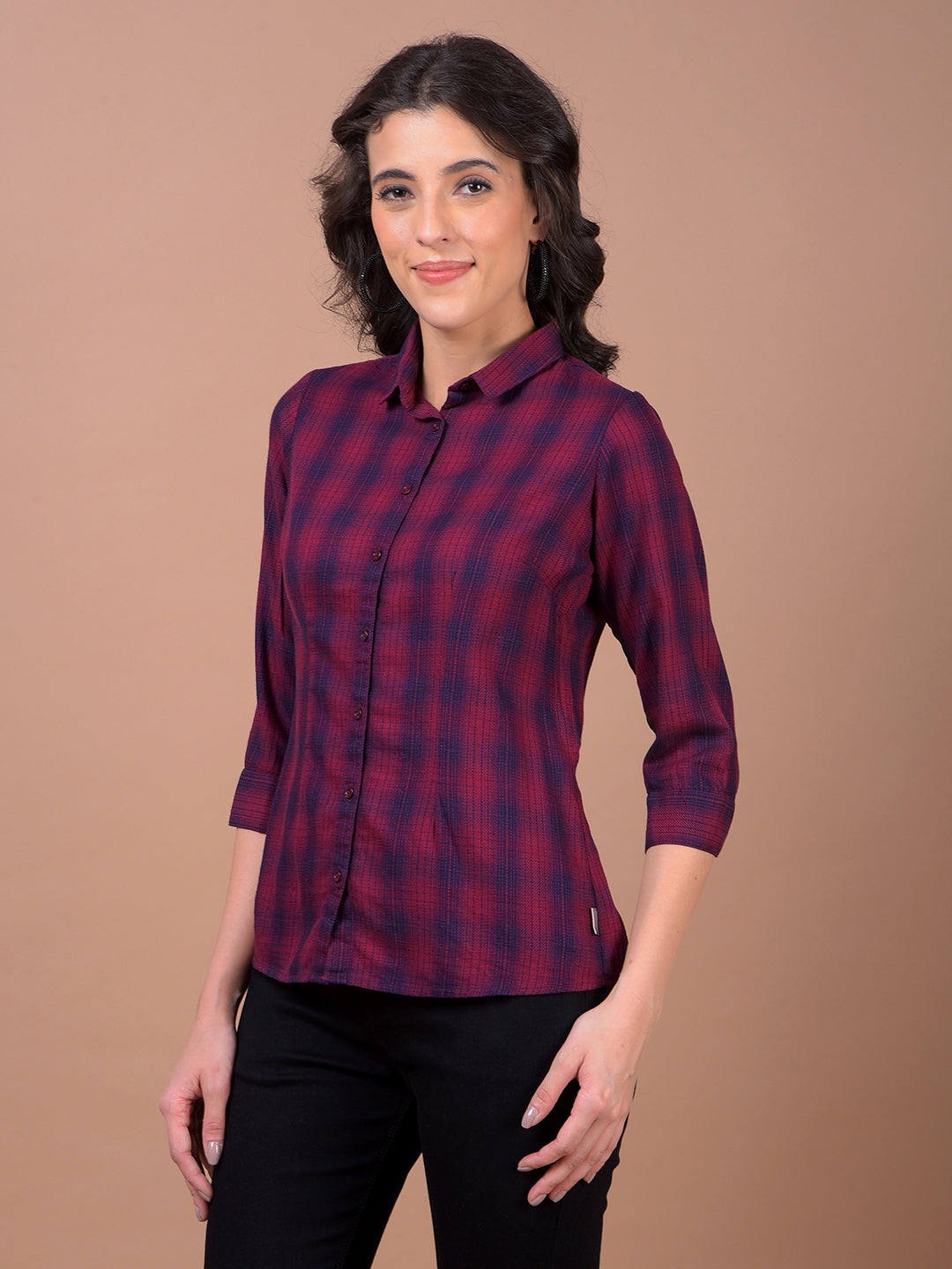 Maroon Checked Shirt