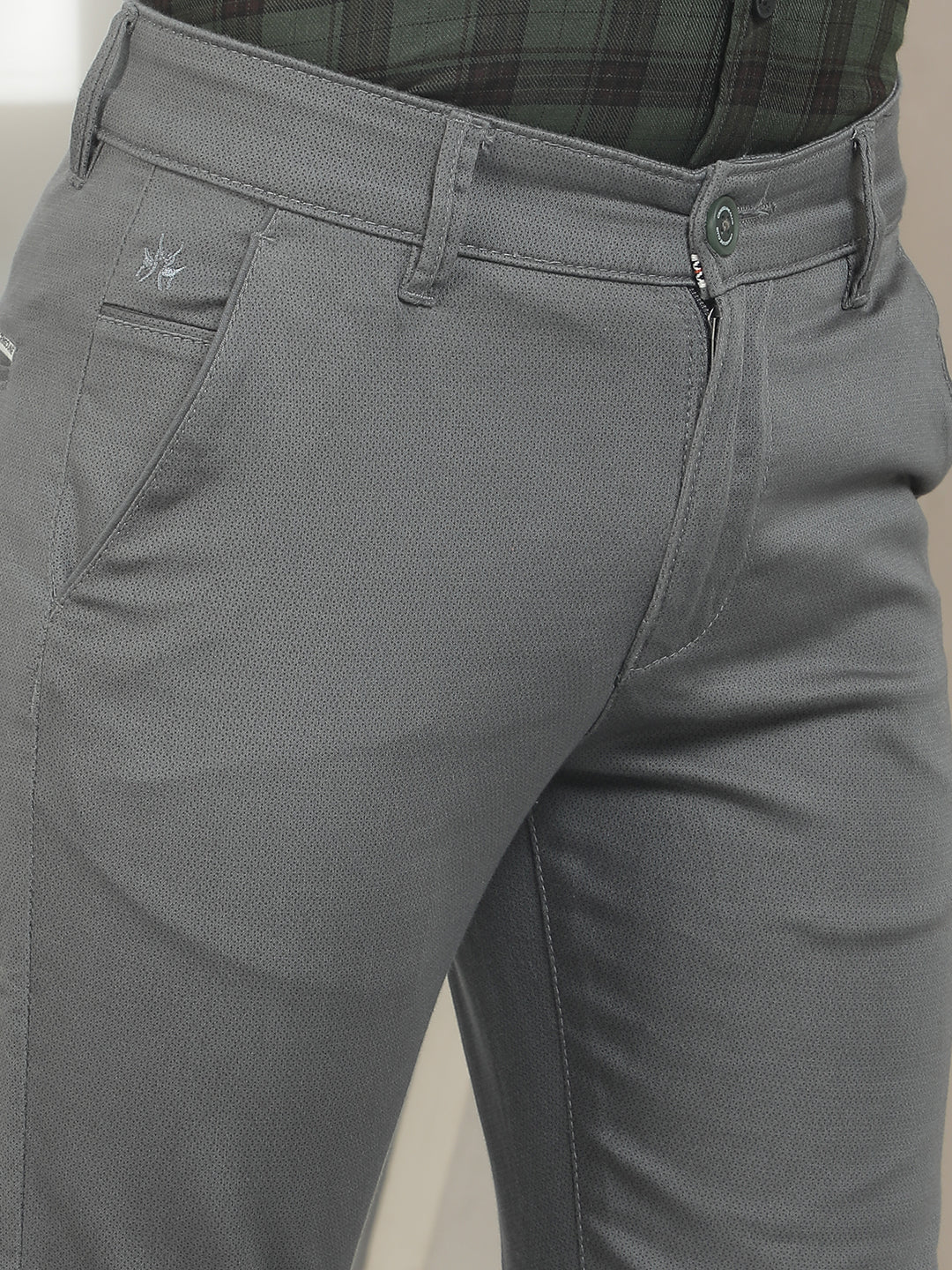 Grey Cotton Stretchable Trousers
