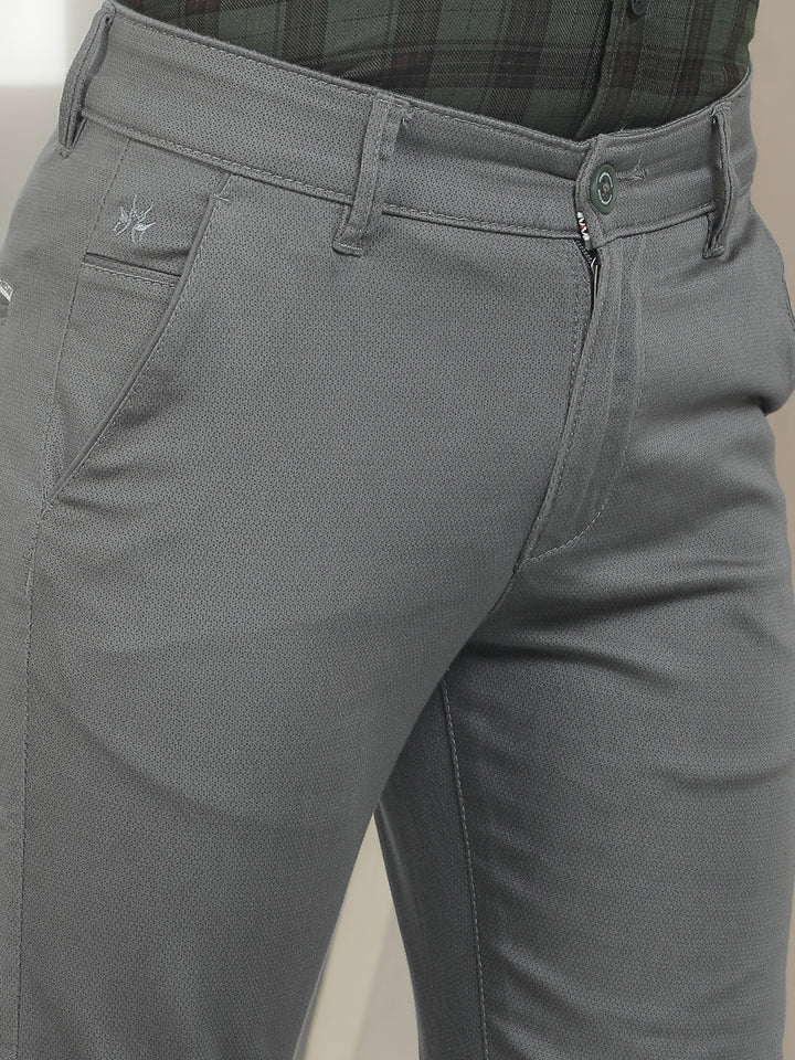 Grey Cotton Stretchable Trousers