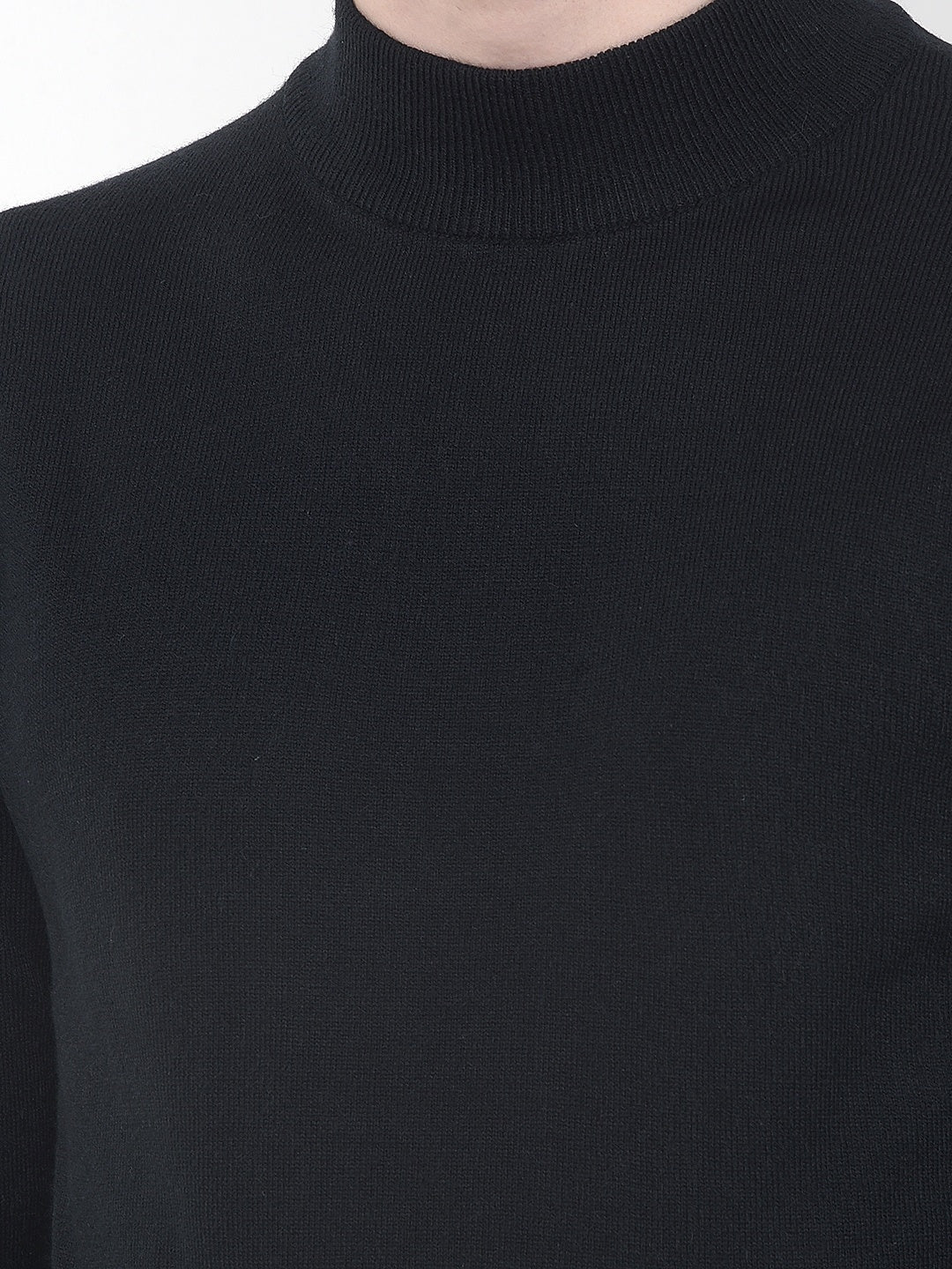 Black High-Neck Knitted Sweater