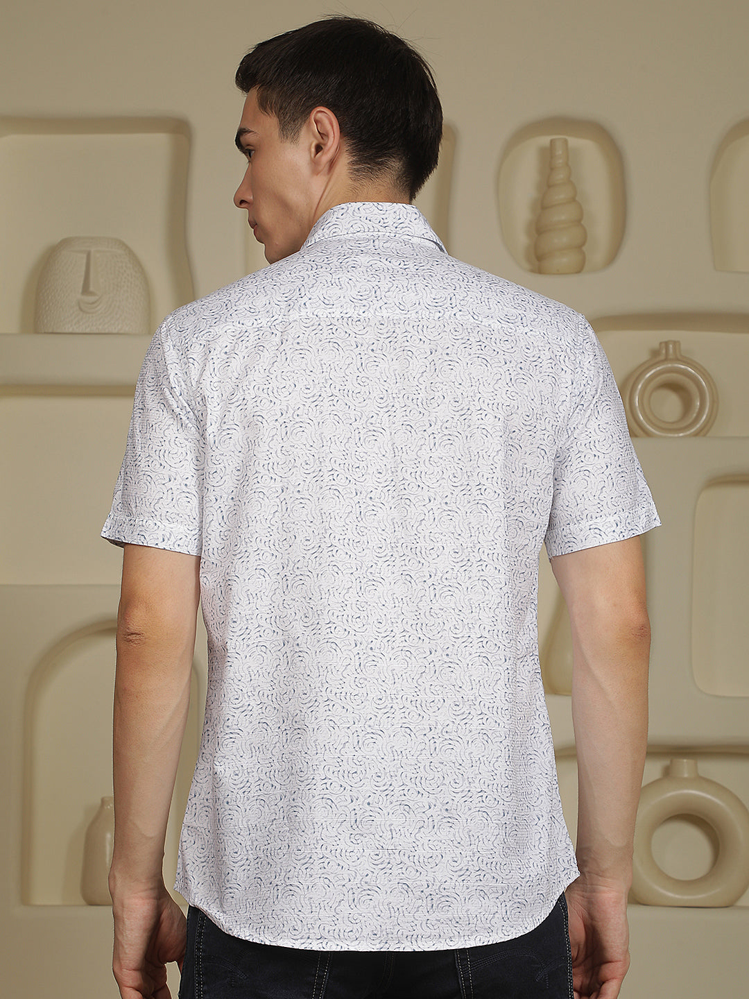 Blue Geometric Print 100% Cotton Shirt