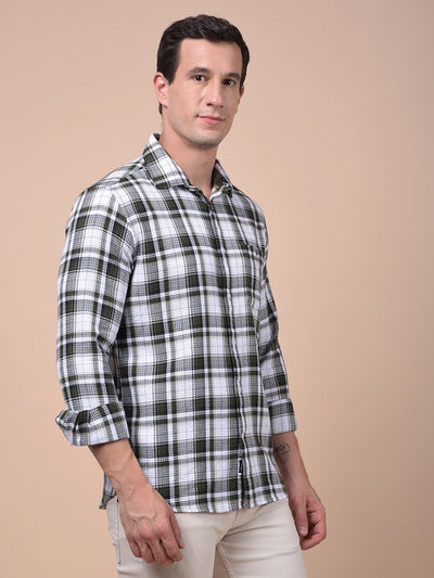 Olive Checked 100% Cotton Shirt