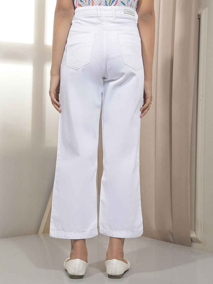 White 100% Cotton Straight Jeans