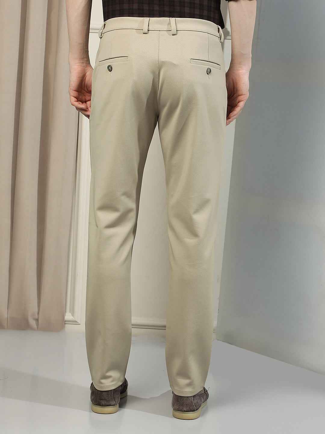 Beige Smart Wear Knitted Trousers