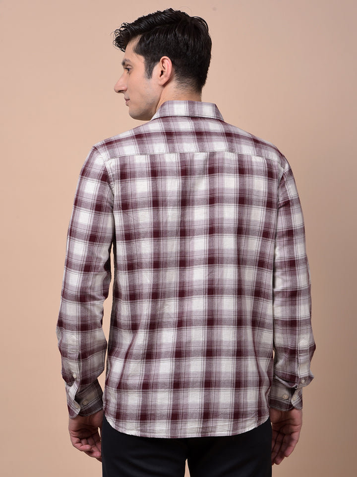 Maroon Checked 100% Cotton Shirt