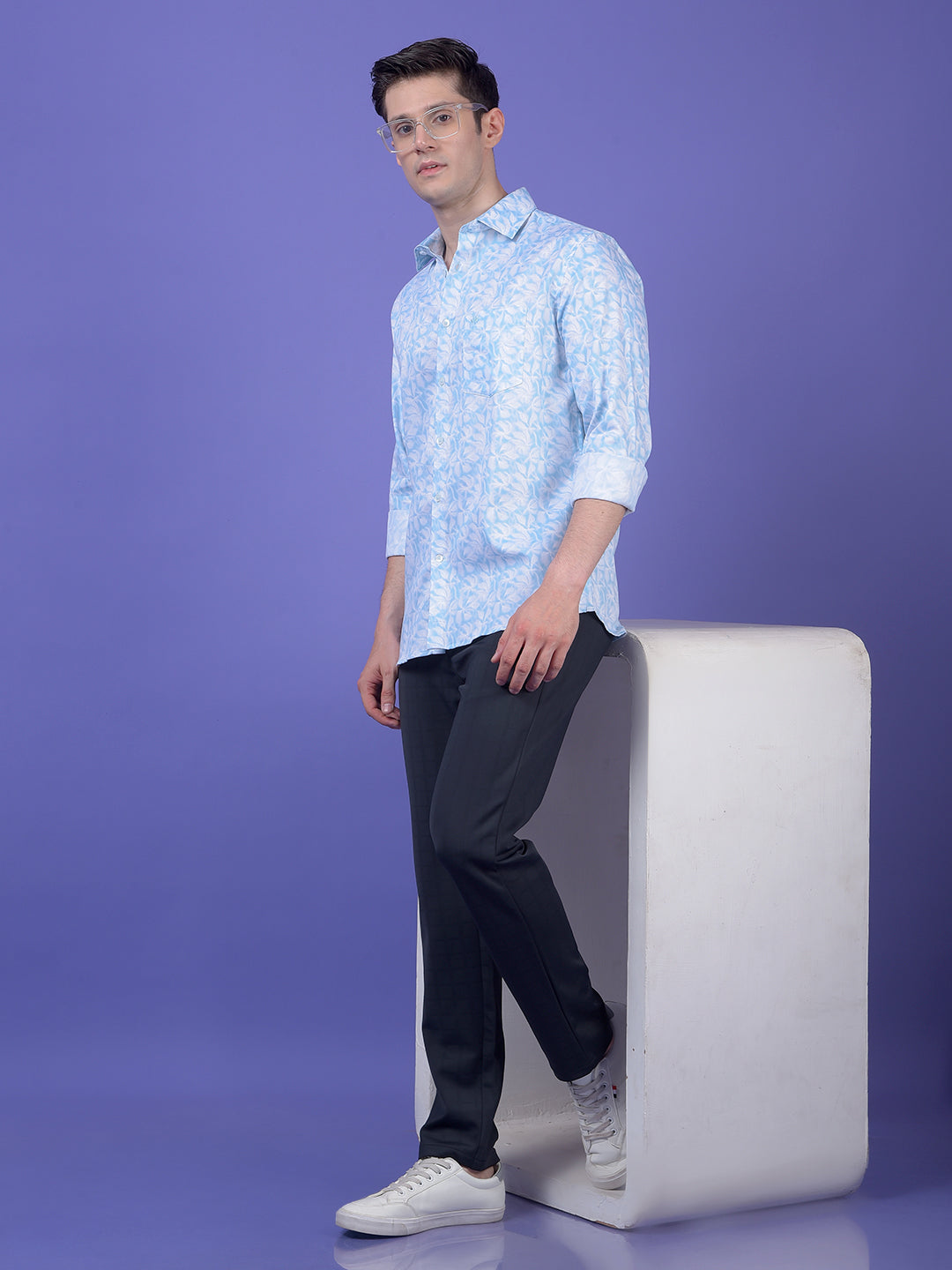 Blue Floral Print Shirt