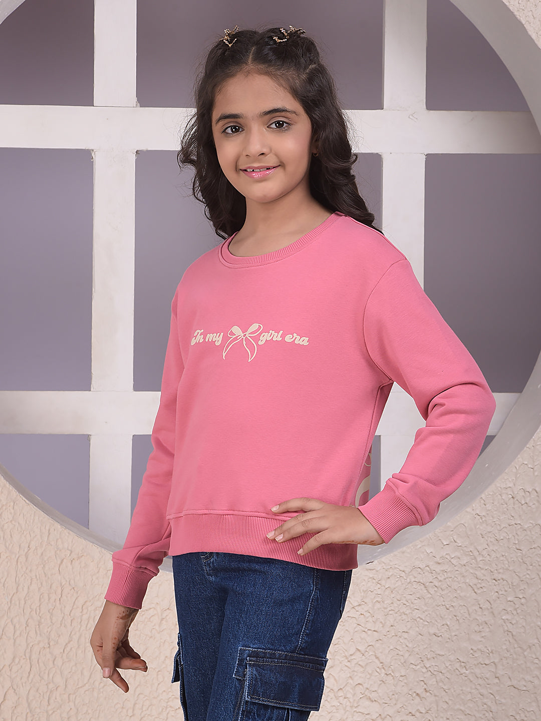 Pink Typographic Print Sweatshirt