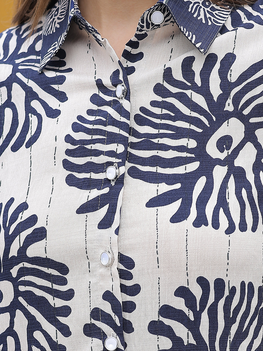 Navy Blue Floral Print Top