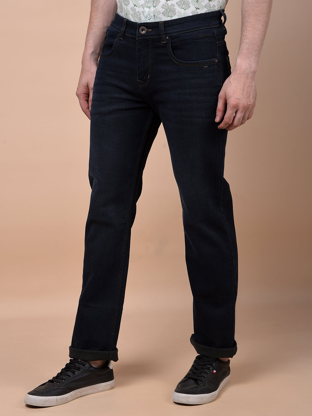 Modern Edgey Navy Blue Straight Jeans