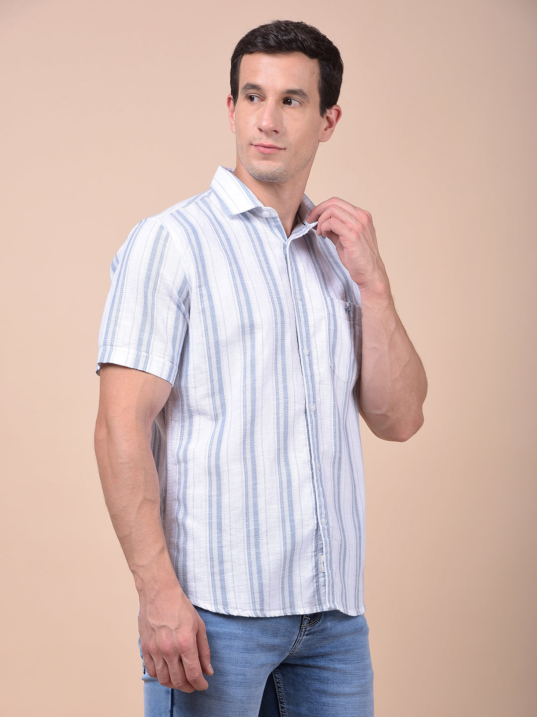 Blue Vertical Stripes 100% Cotton Shirt