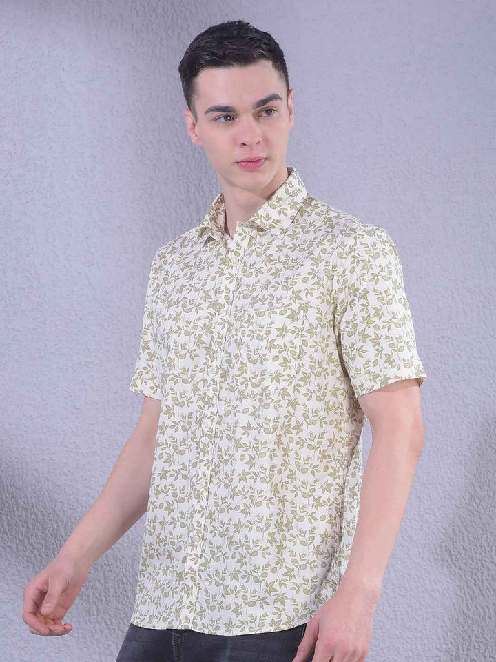 Olive Floral Print Shirt