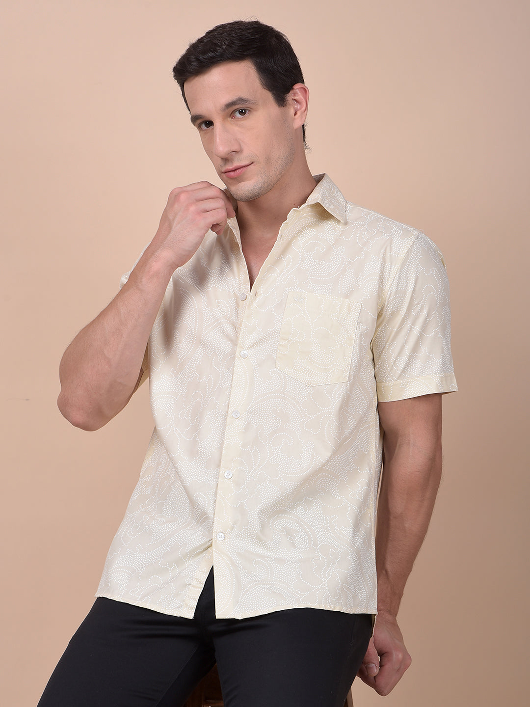 Elevated Beige Printed Shirt
