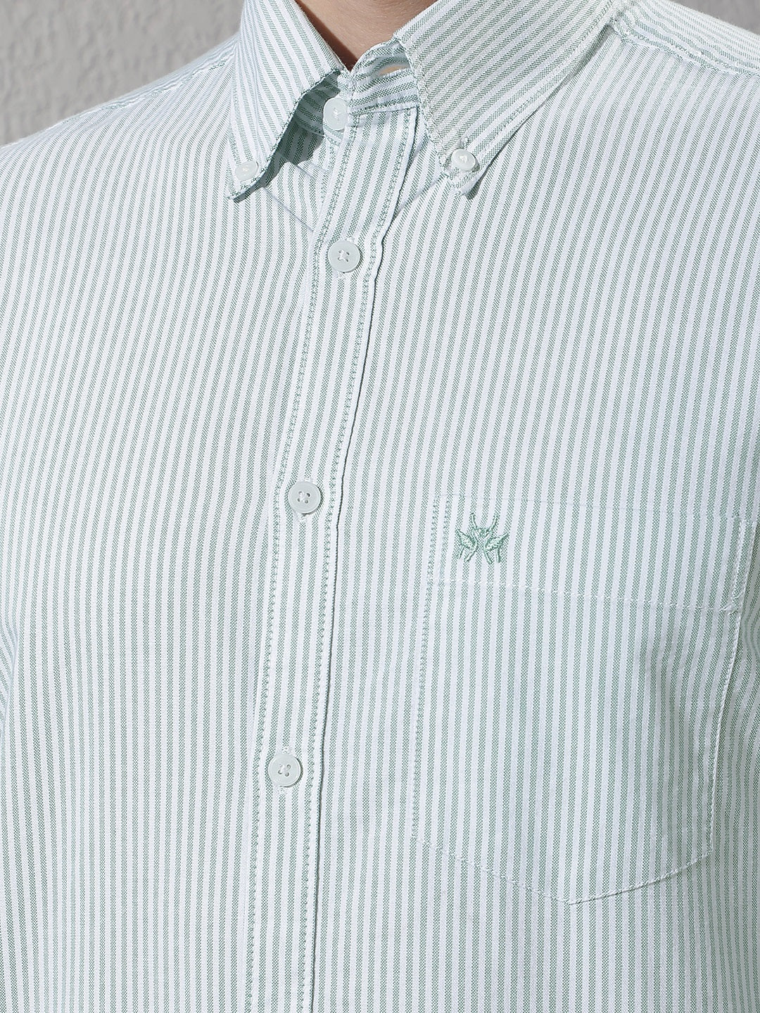 Green 100% Cotton Verical Stripes Shirt