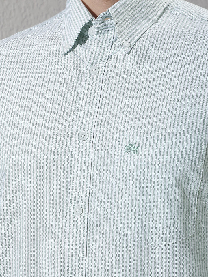 Green 100% Cotton Verical Stripes Shirt