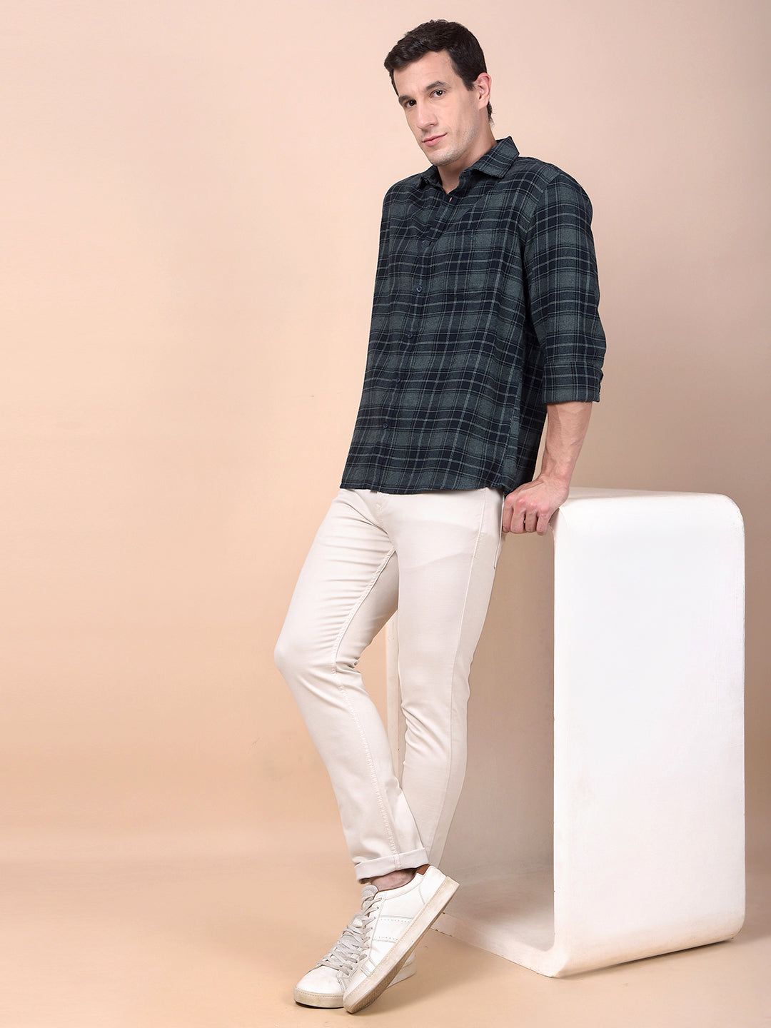Green Checked 100% Cotton Shirt