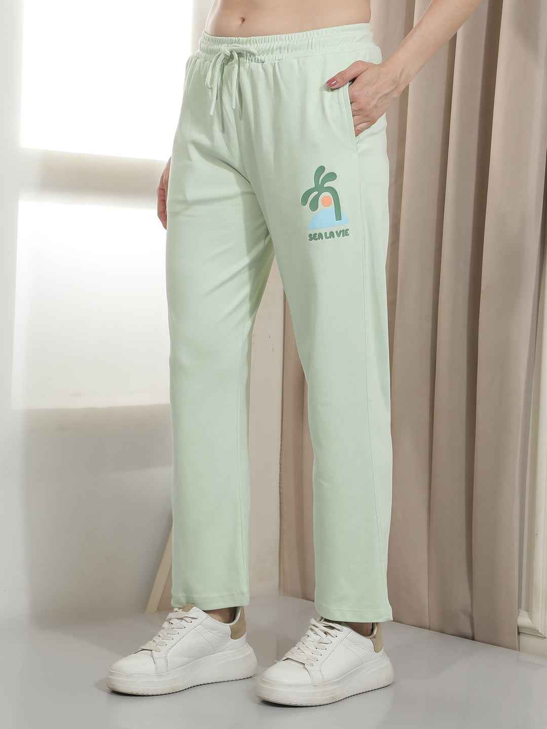 Green Graphic Print Trackpants