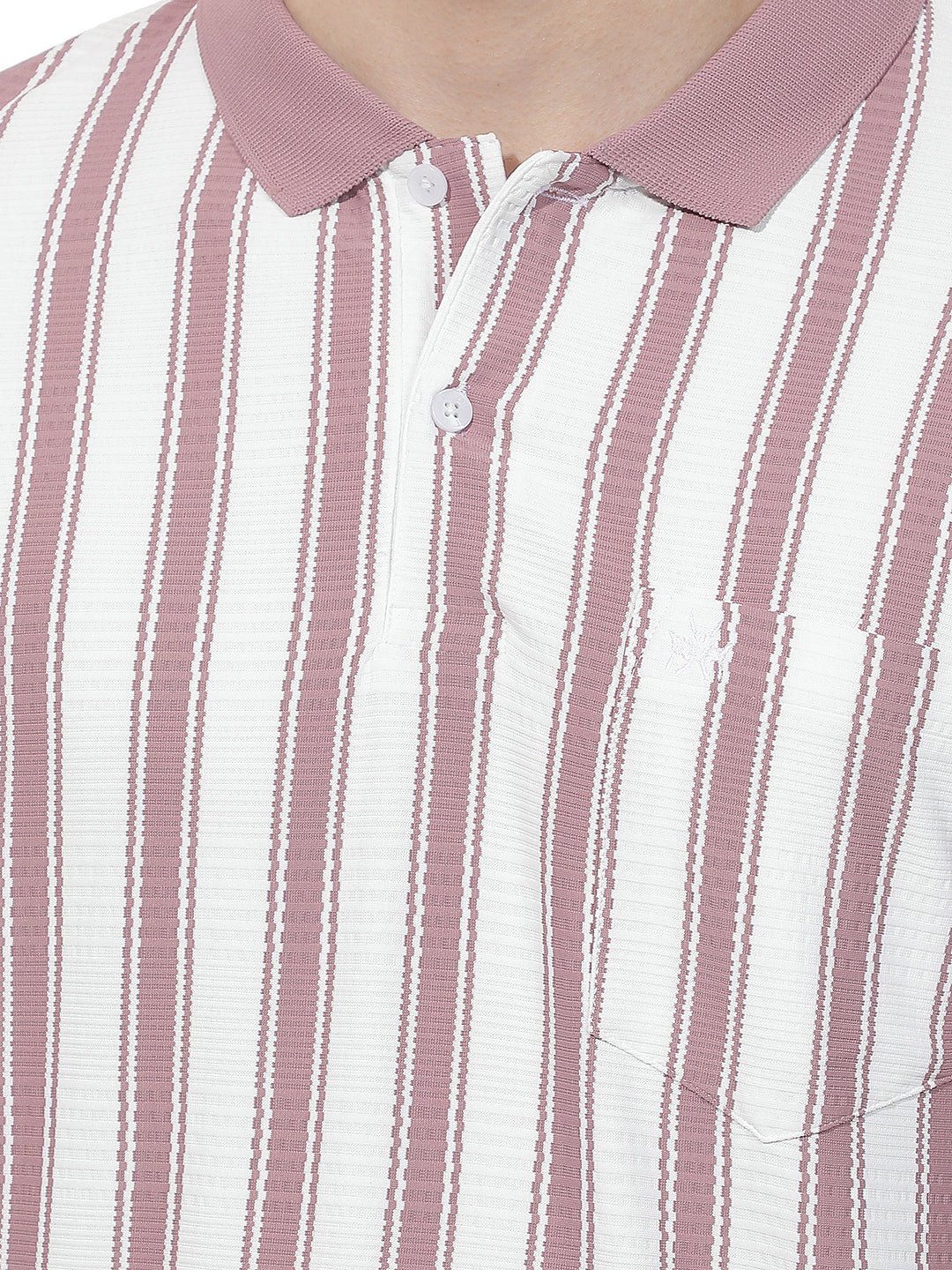 Pink Vertical Stripes Polo T-Shirt