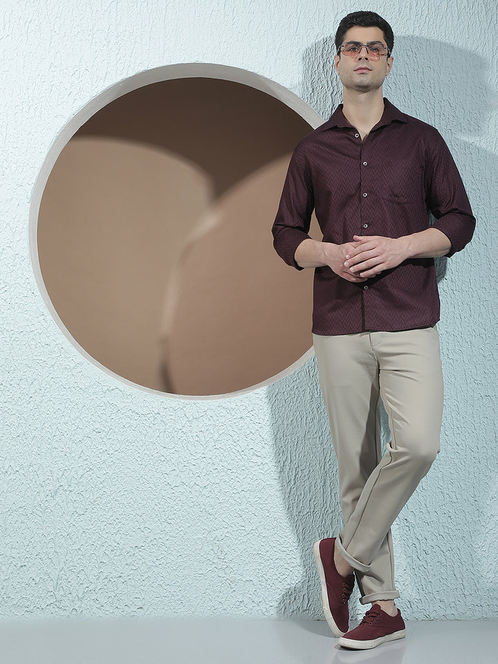 Signature Royal Plum Purple Printed Shirt