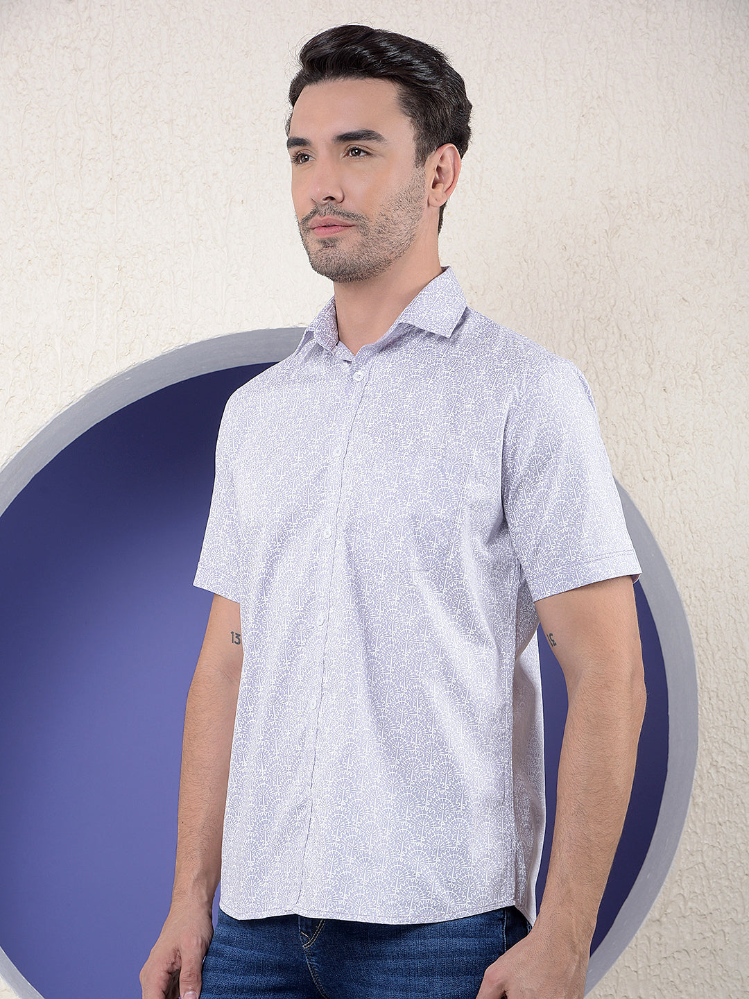 Purple Soft-Tone Pattern Shirt
