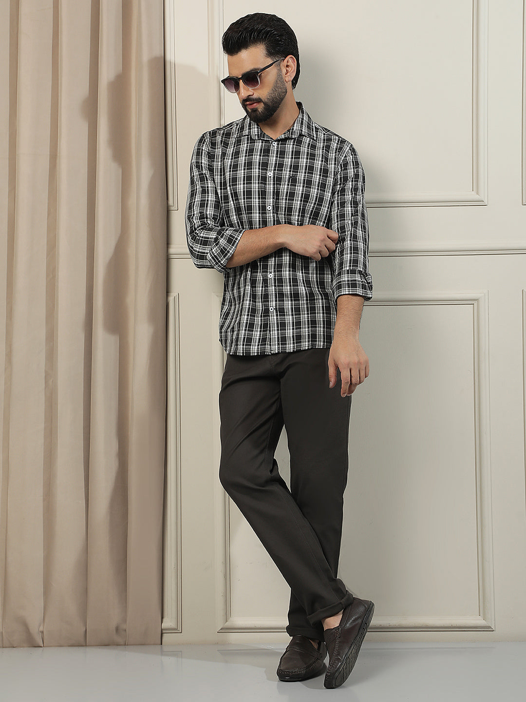Black Checked 100% Cotton Shirt