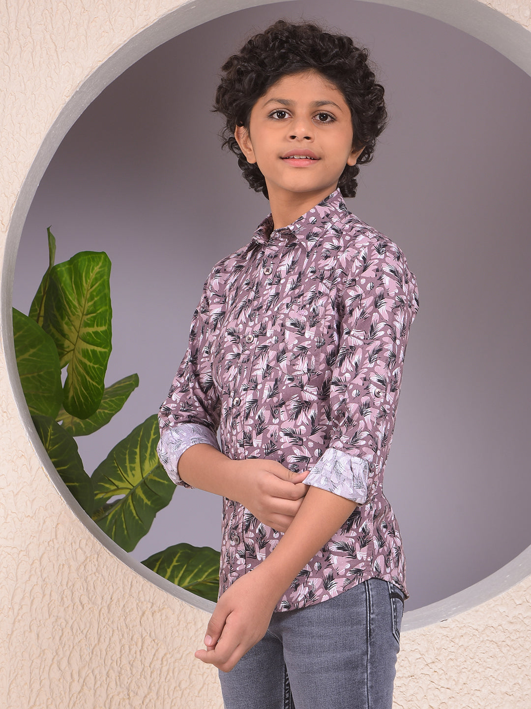 Purple Floral Print Shirt