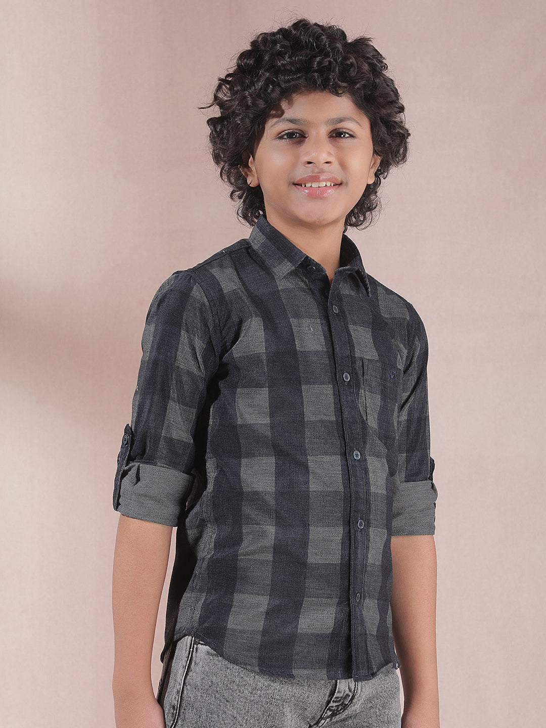 Blue Checked Corduory Shirt